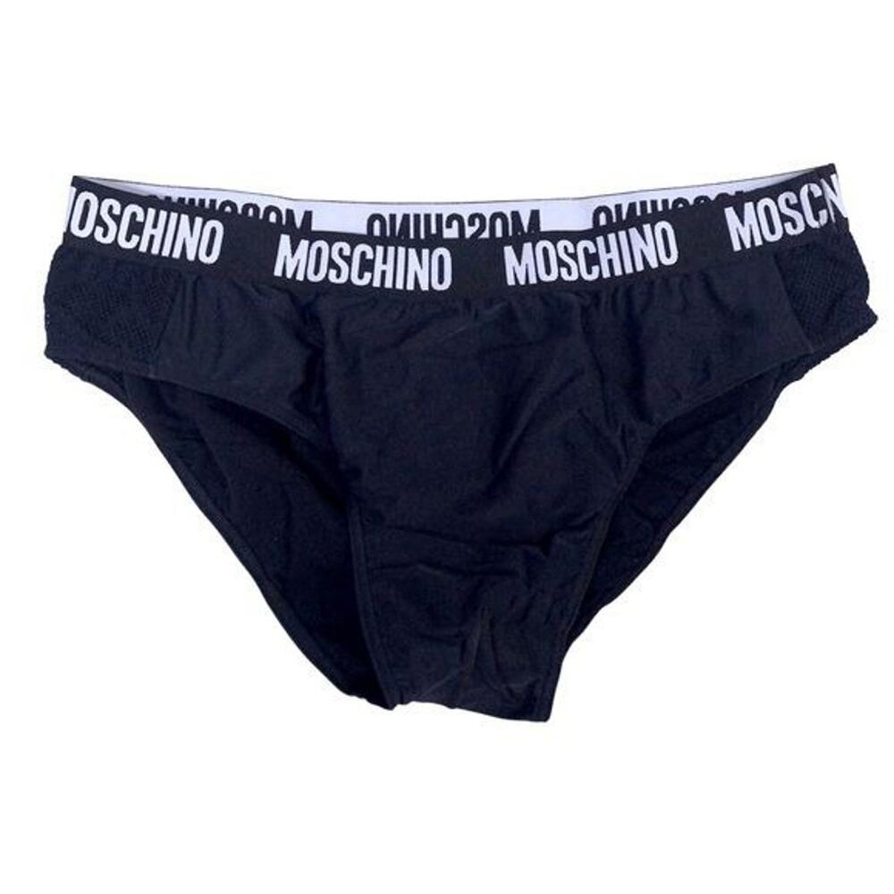 Moschino Men's Swim Briefs XXL Black A6147 Made Italy NWT Logo Waist Mesh